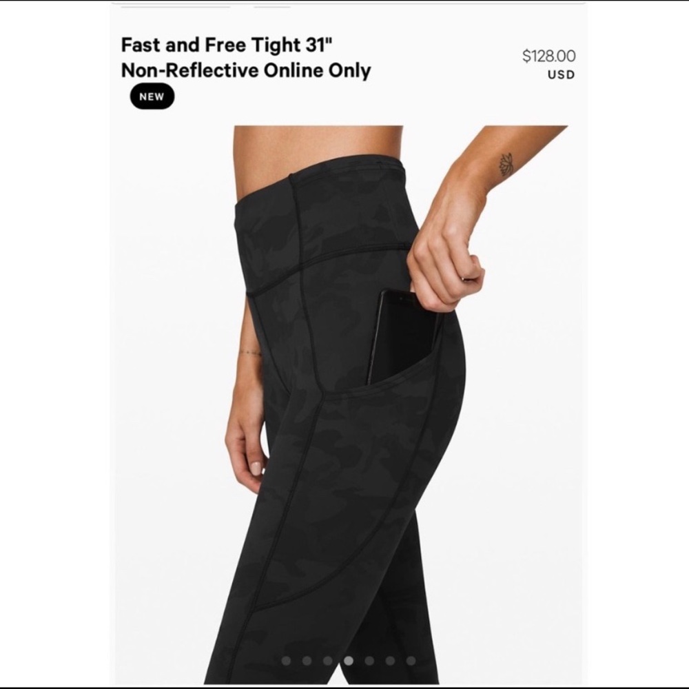 Lululemon Fast and Free Dark Camo Leggings